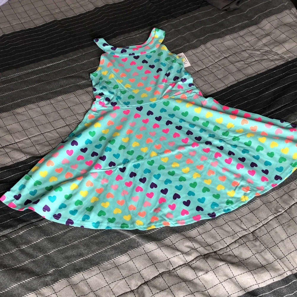 The Children's‎ Place Dress Girls Size Large 10/12 Blue with Hearts - Picture 6 of 9